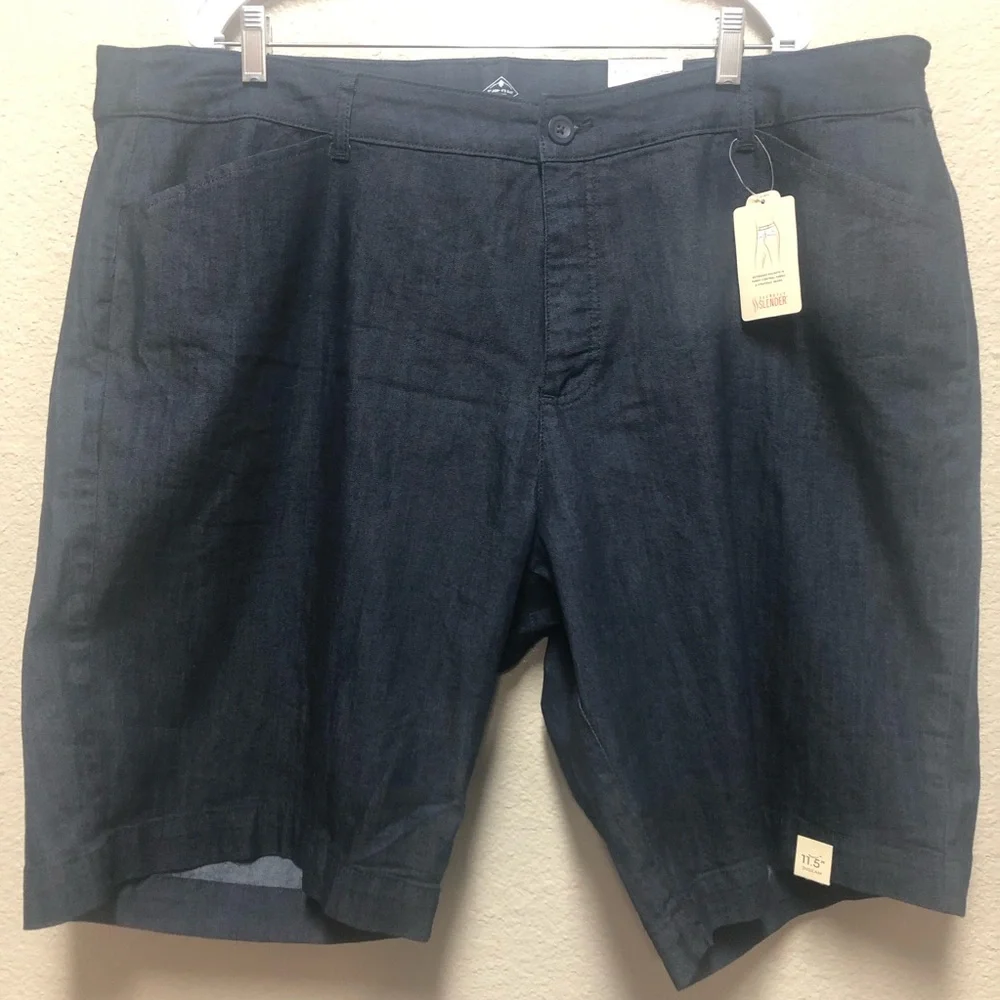 St.John Bay‎ N.W.T. Dark Blue Women Jean Shorts.24W.SZ.Mid Rise Secretly Slender